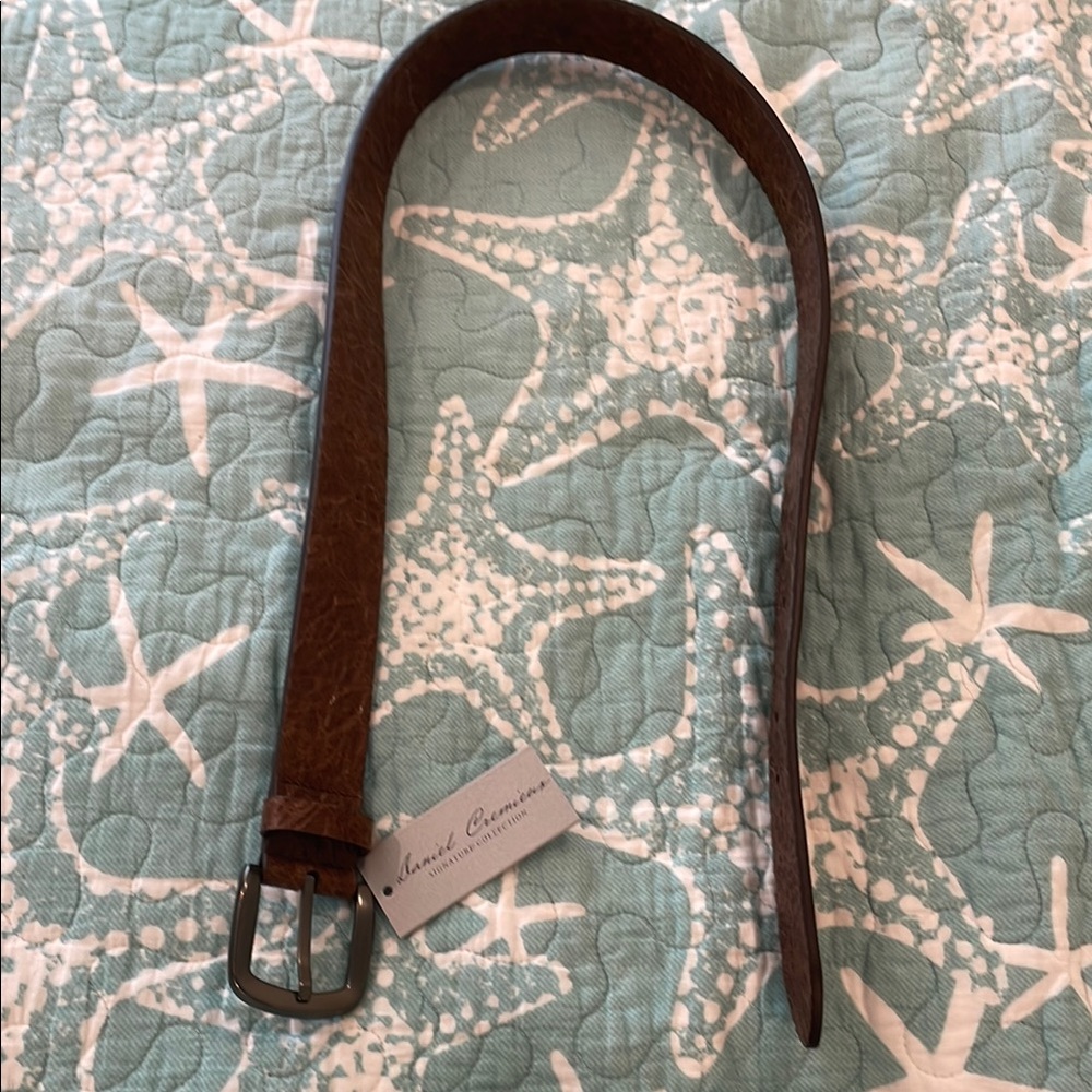 Daniel Cremieux Brown Leather Belt with Dark Buckle